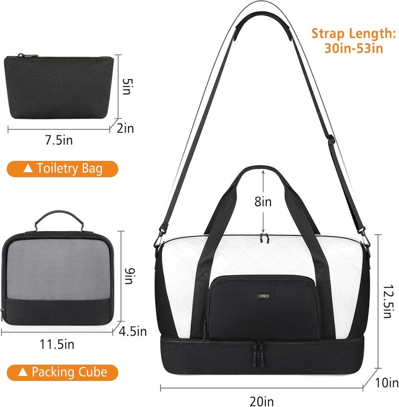 TIBES Travel Weekender Bag for Women, Overnight Bag with Shoe Compartment Oversized Travel Duffel Bag Carry On Tote 21" - Image 5